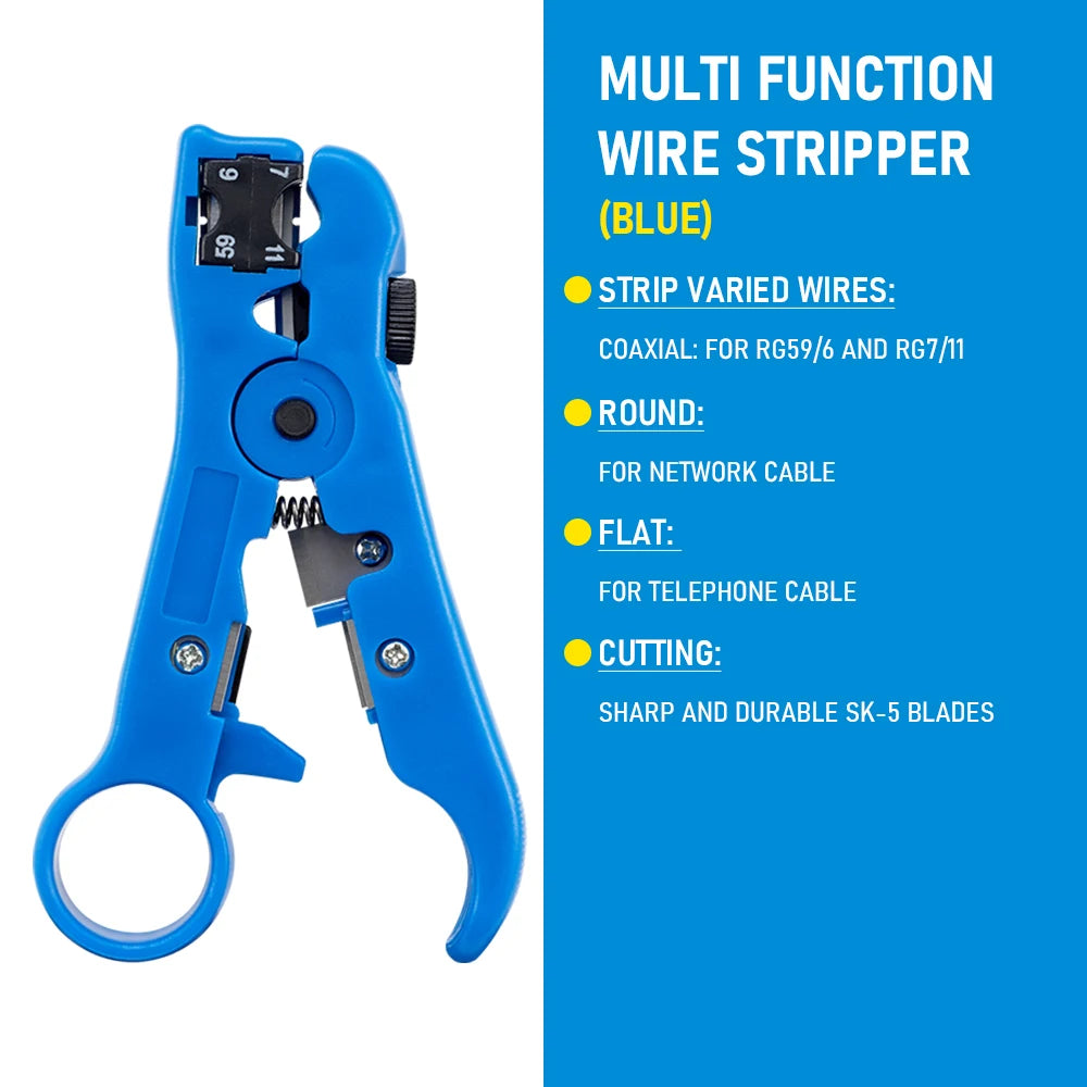 Multi-functional Electrical Wire/Cable Stripping Knife Pliers Hand Tool For UTP/STP RG59 RG6 RG7 RG11