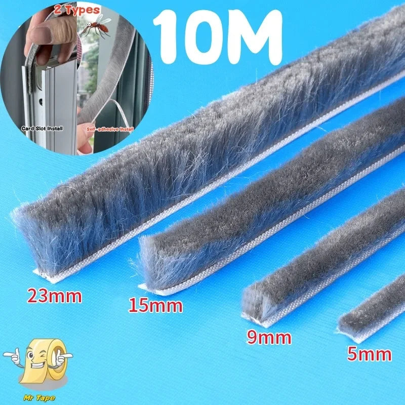Brush Strip Self Adhesive for Doors & Window Sealing Strip Windproof Dust Sound Insulation Strip Tape Weatherstrip Draught Excluder