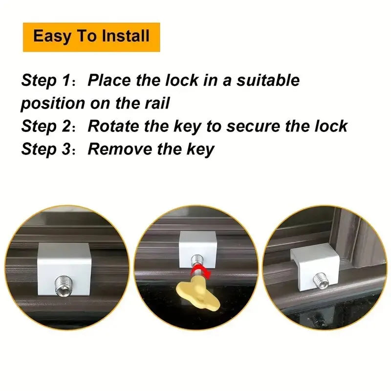 2pcs Patio Sliding Door Lock Aluminium Alloy Buckle Anti-Theft Access Restriction Limiting Device