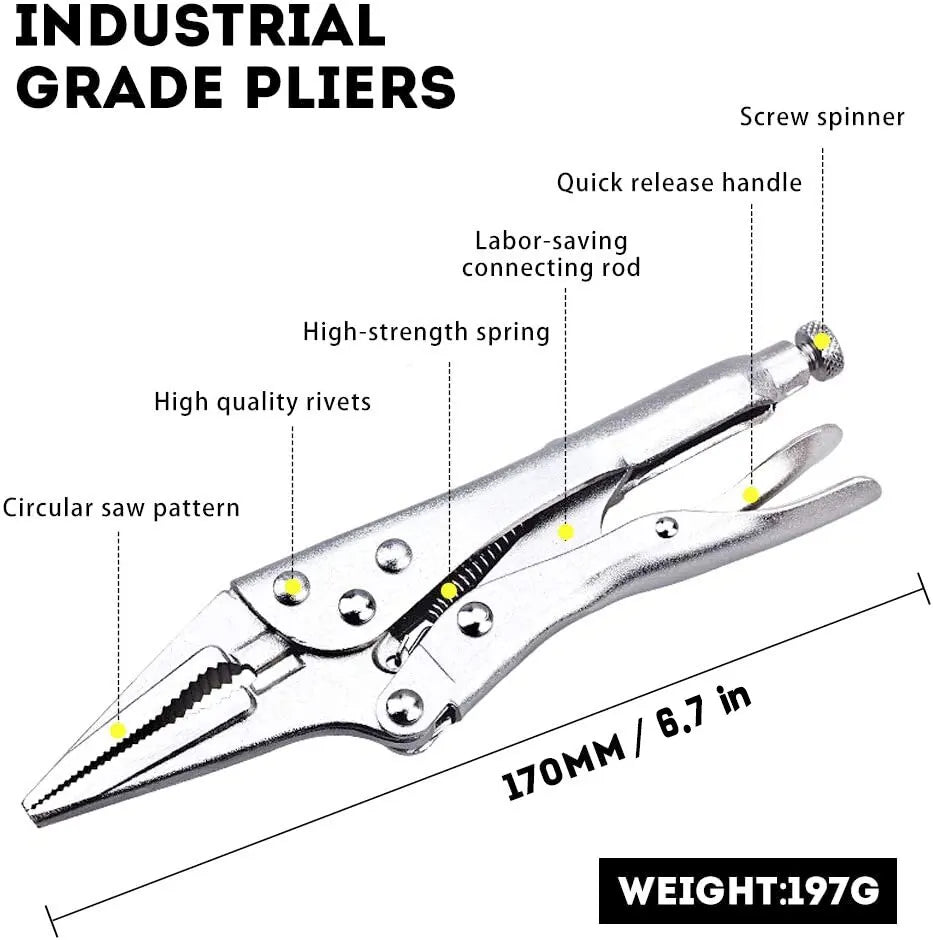 Carbon Steel 3-Piece 7" Locking Pliers Vise/Torque/Clamping Tool