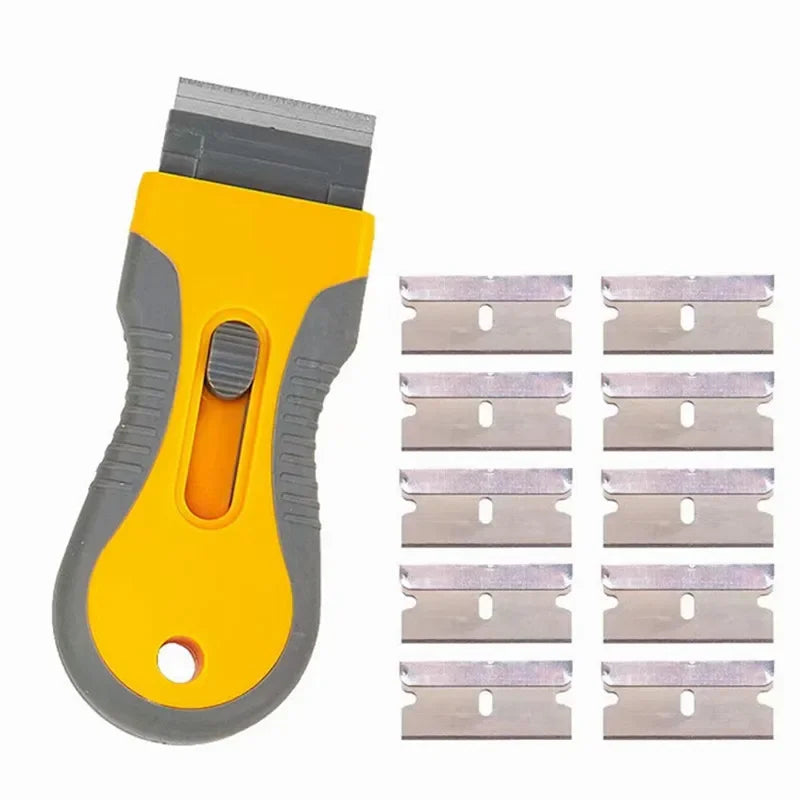 Glue Removal Blade Glass Oven Razor Scraper Plastic Handle Razor Scraper Spatula Car Film Tool Window Cleaning Blade Scraper