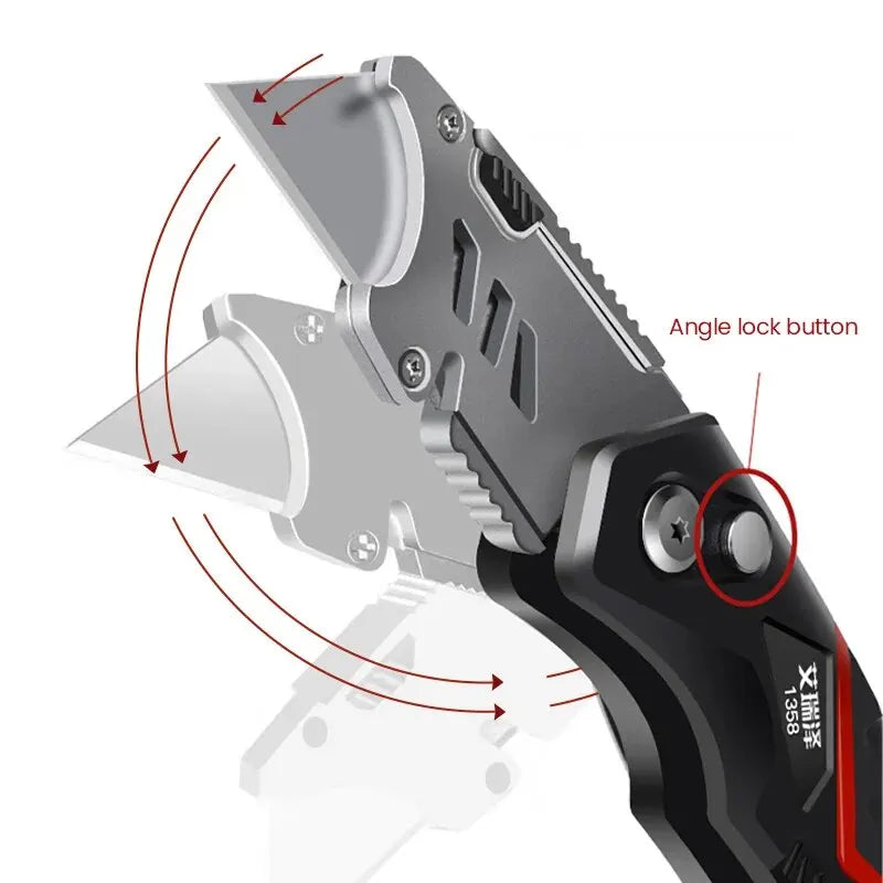 Heavy Duty Trapezoidal Art Knife, Paper Cutting Tool Holder, Telescopic Folding Disassembly Tool, Industrial Grade