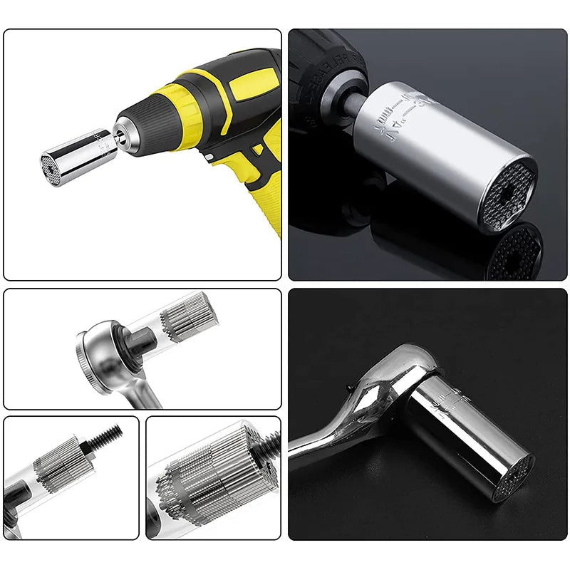 Universal Torque Wrench Power Drill Ratchet Bushing Spanner Key Magic Multi Hand Tools 7-19mm   Head Set Socket Sleeve