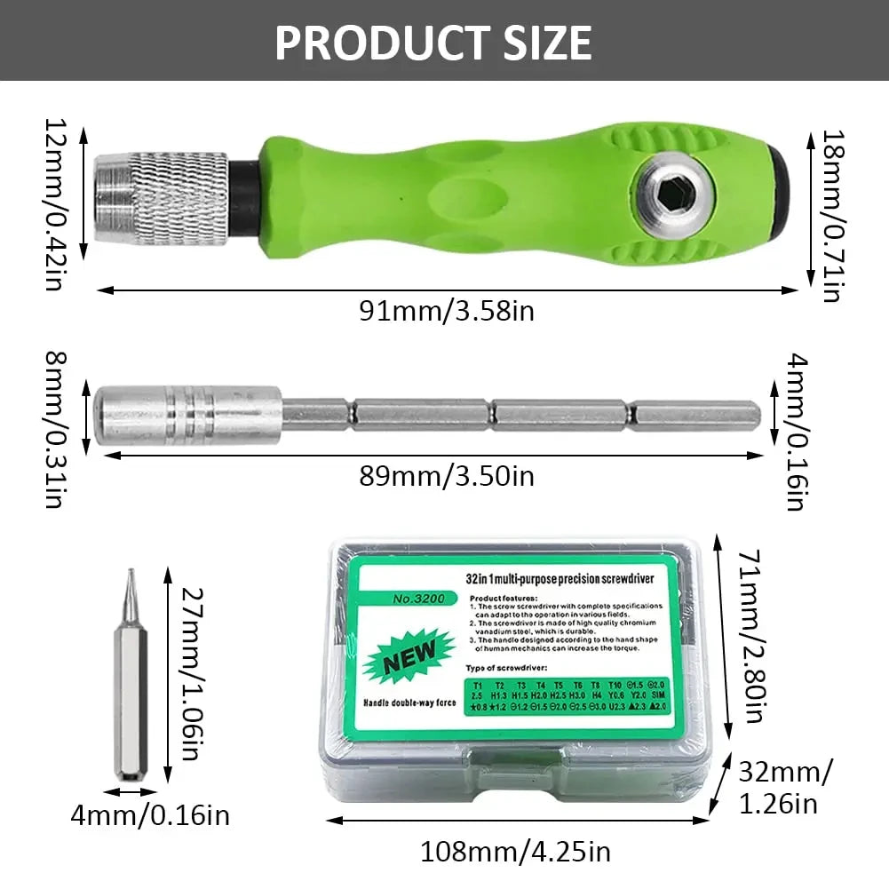 Multifunctional Screwdriver Set 32 in 1 Torx Phillips Magnetic Screw Driver Bits Repair Hand Tool