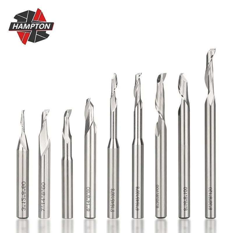 Single Flute HSS Milling 8mm Shank Router Engraving/Cutter Drill Bit With Carbide Spiral End Mill For Aluminium and UPVC