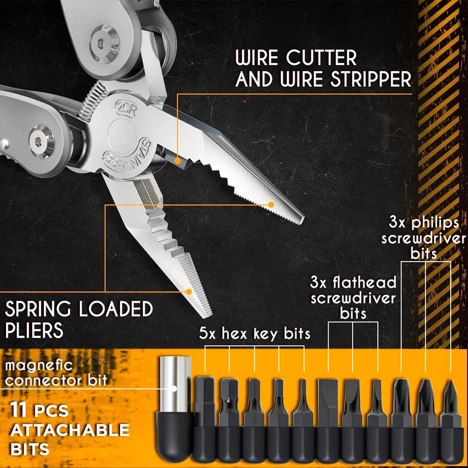 Universal Multifunctional 24 in 1 Hardware Pliers Wire Cutters Professional Electrician Anti Slip Durable Repair Tools