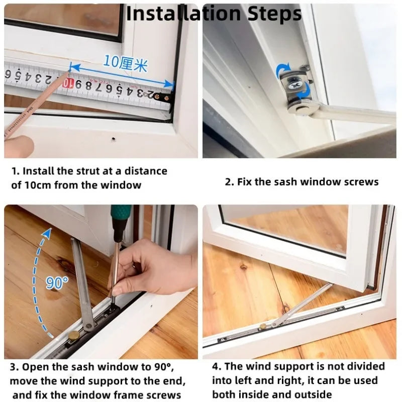 12 Inch Windproof Window and Door Restrictor/Limiter/Stopper/Lock/Catch Fitting For Child Safety, Access Limitation and Damage Prevention