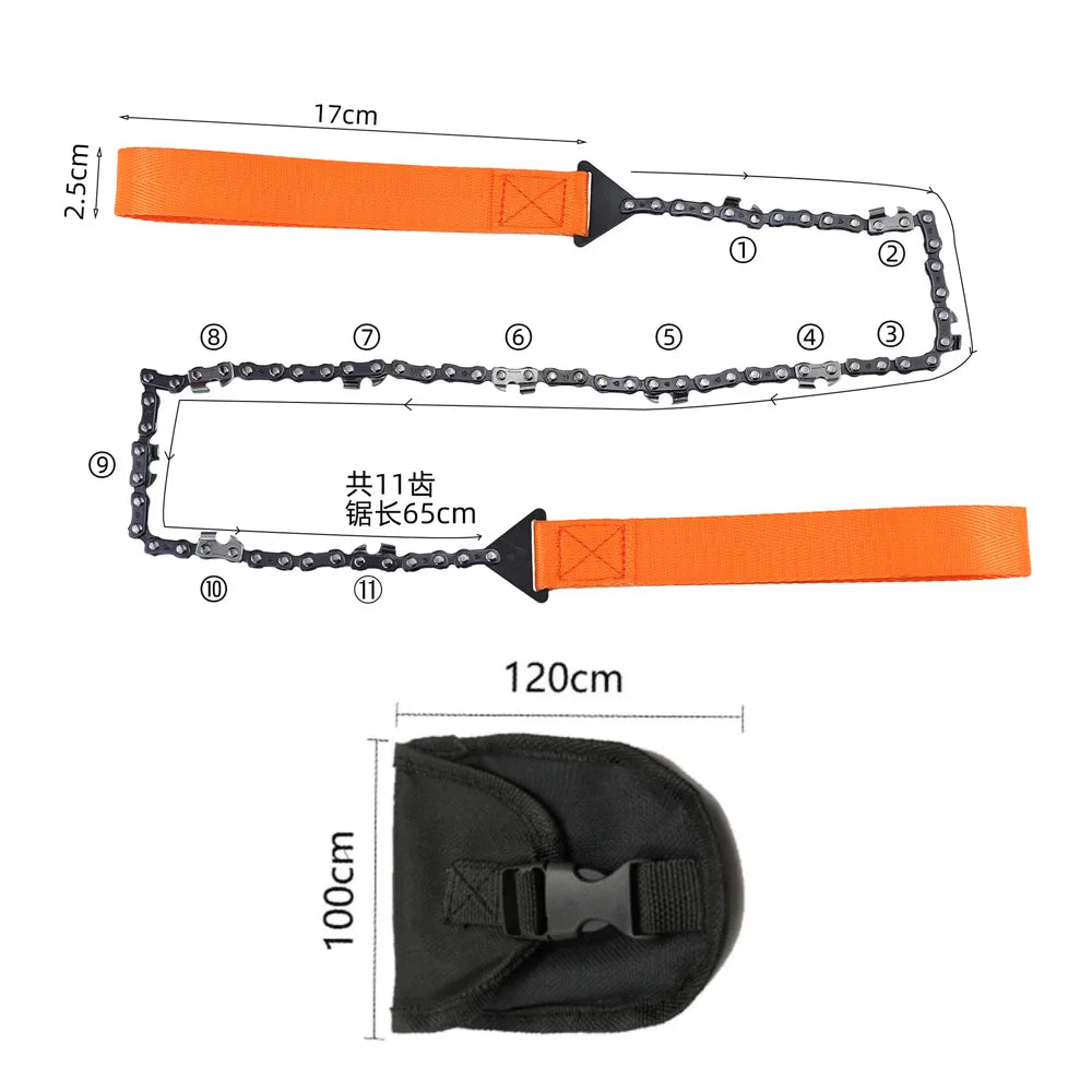 11 Teeth Outdoor Portable Hand-drawn Wire Saw Field Mountaineering Life-Saving Chain Saw Tool Multi-function Saw Chain Pocket