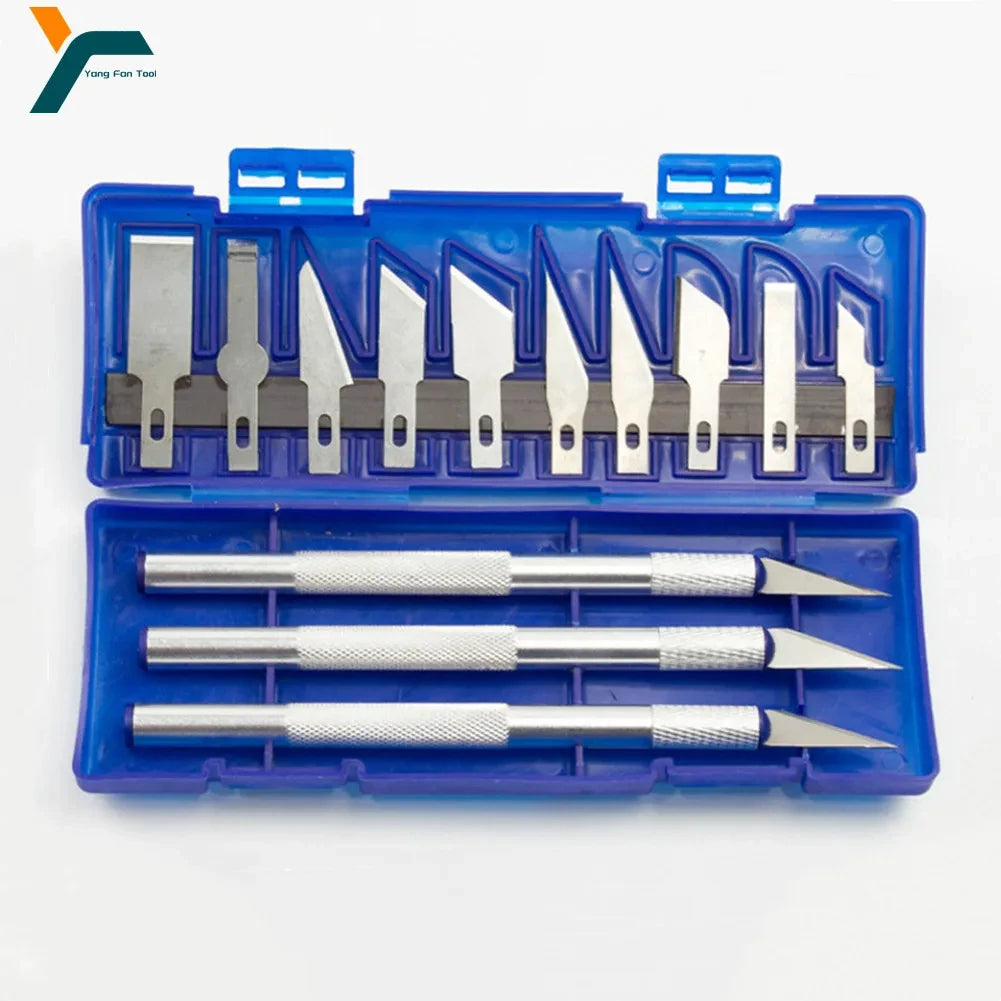 13Pcs Non-Slip Art Hobby Carving Knife/Blade Repair Set for Precision Craft Engraving on Sculpture, Woodwork and Window Film