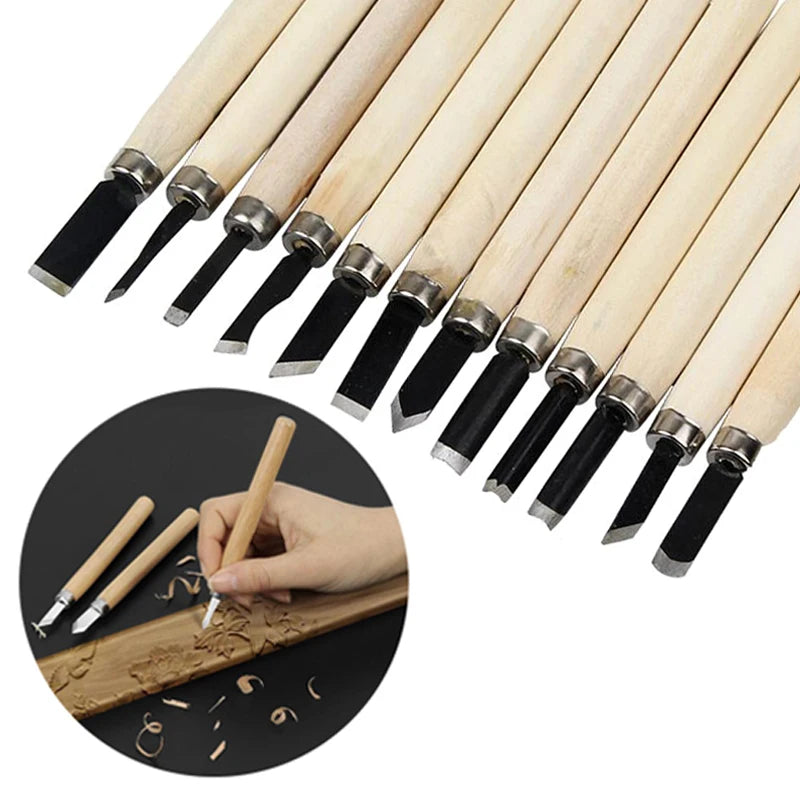 12pcs/8Pcs Wood Carving Chisels Knife For Basic Wood Cut DIY Tools and Detailed Woodworking Gouges Hand Tools GYH