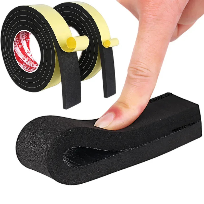 Black Single-sided Sponge Foam Tape for weatherproofing and soundproofing windows and doors