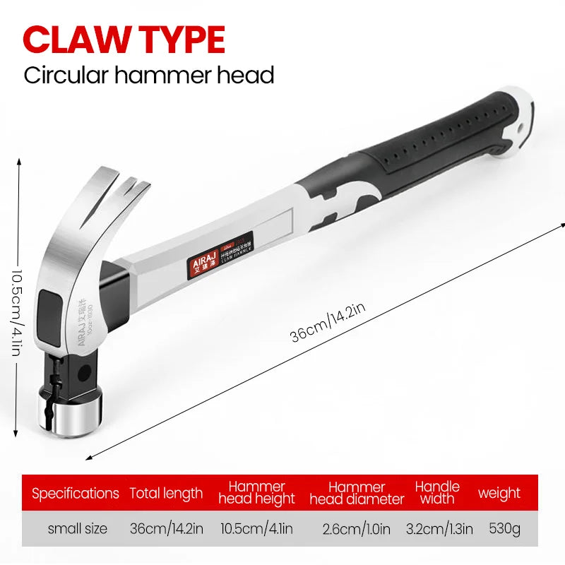 High Carbon Steel Short & Long Handle Claw Hammer Industrial Grade