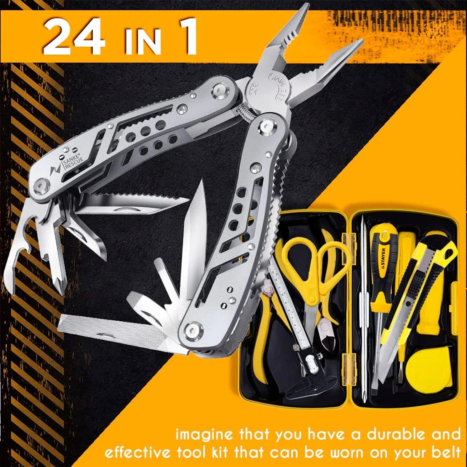 Universal Multifunctional 24 in 1 Hardware Pliers Wire Cutters Professional Electrician Anti Slip Durable Repair Tools