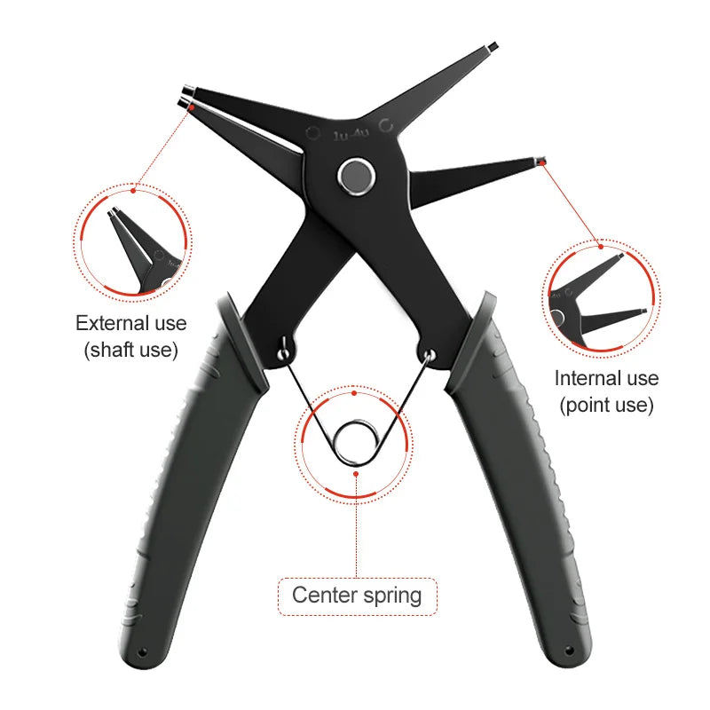 Multifunctional Snap Ring Pliers 2 in 1 For Internal External Card Retaining Pincer Hand Tool