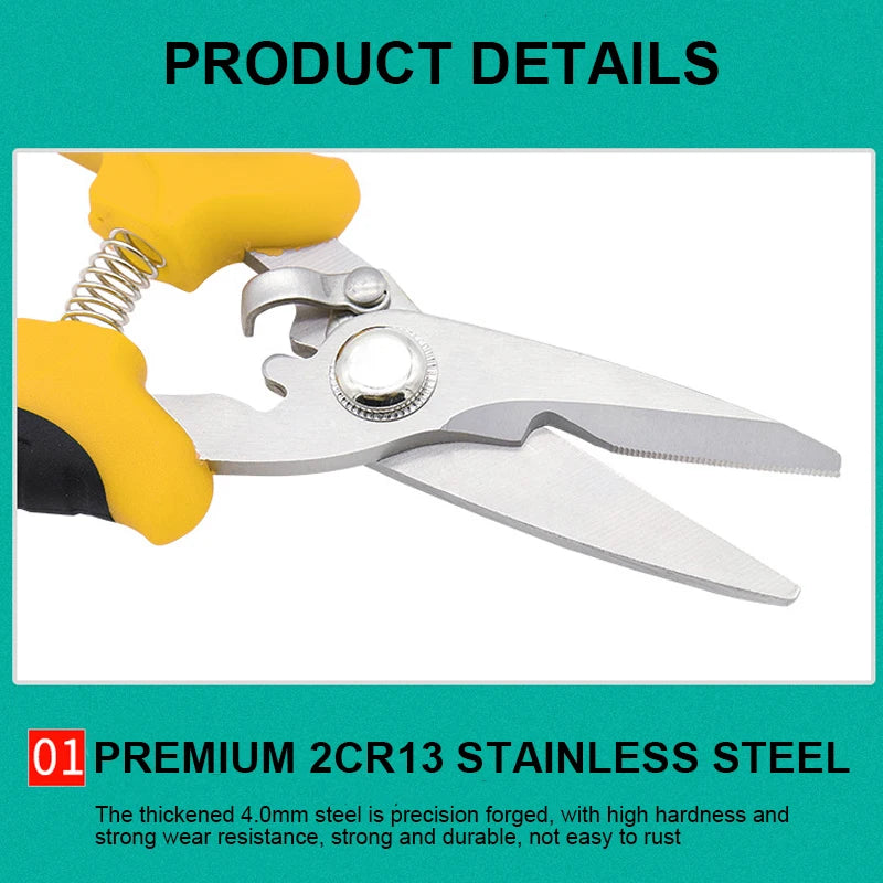 1PC Stainless Steel Electrician Scissors Multifunction Manually Shears Groove Cutting Wire And Thin Steel Plate Hand Tools