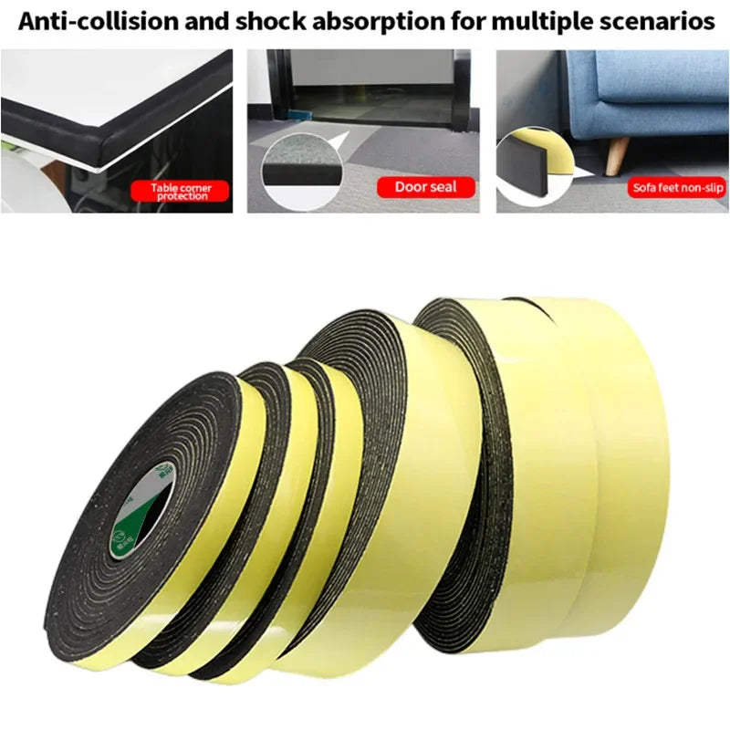 Black Single-sided Sponge Foam Tape for weatherproofing and soundproofing windows and doors