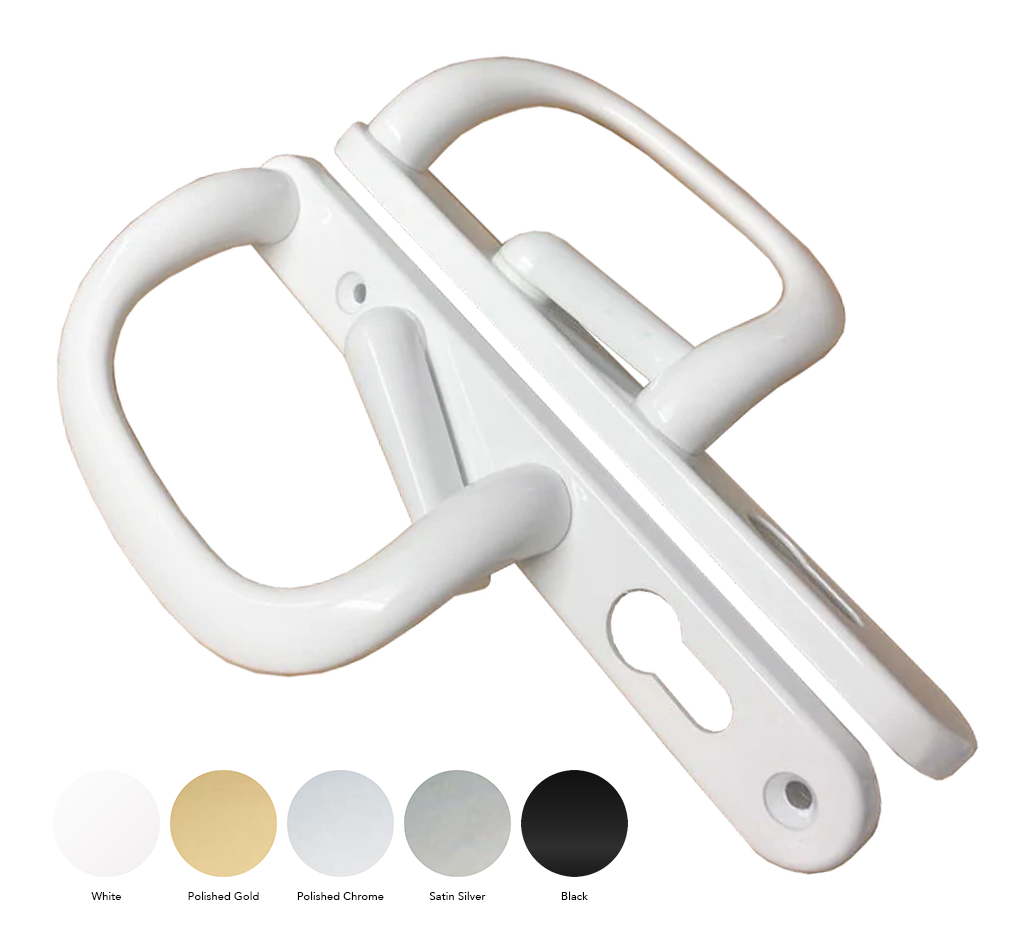 Sliding Patio Door MK3 Handle Set with Inline Locking Lever, 92PZ, White, Polished Chrome, Polished Gold