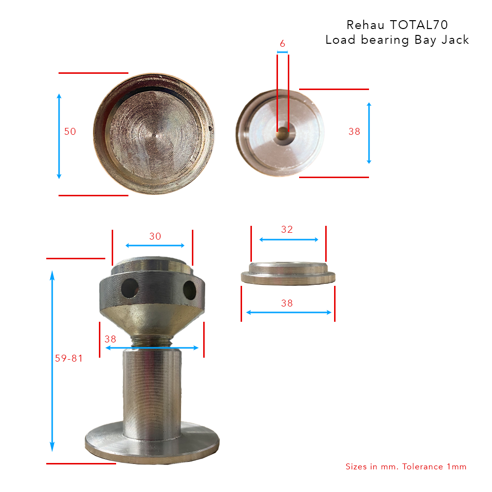 UPVC Bay Window Round Bay Pole Load Bearing Adjustable Jack (Rehau TOTAL70)