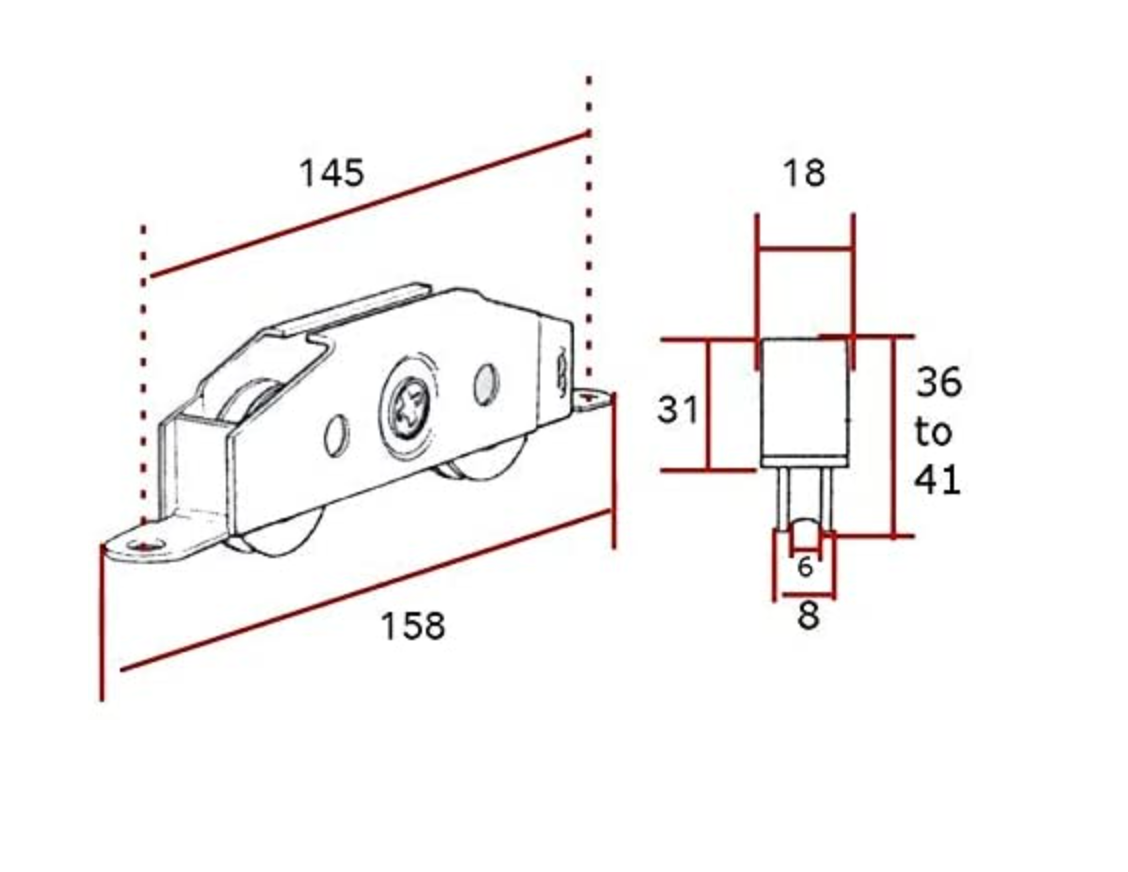 Steel Tandem Patio Door Roller 32mm Wheels for UPVC, Aluminium and Timber Sliding Doors